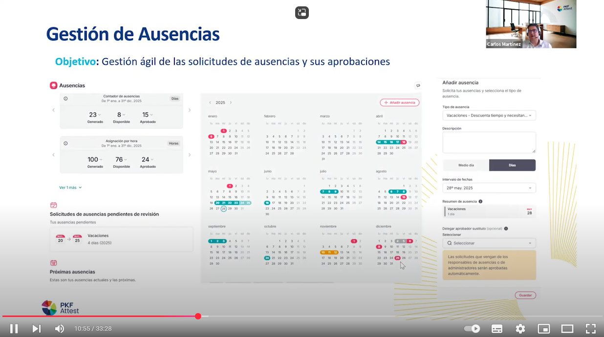 Webinar Gestión de Ausencias con Factorial. Video, minuto 10:55